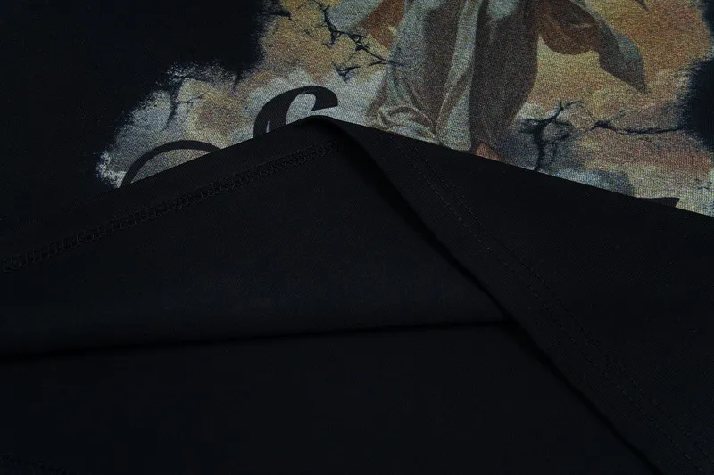 100💰S09#美Chao SAINT white ink direct-injection pure cotton 260g loose short-sleeved T-shirt 15 black, white S-XL